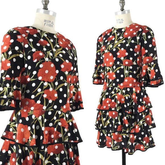 Dolce & Gabbana Polka Dots and Carnations Ruffled Mini Dress Spring/Summer 2015 - Picture 2 of 11